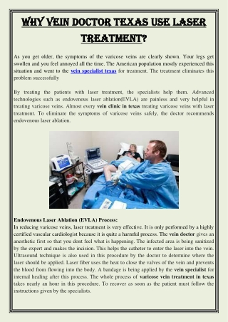 Why vein doctor texas use laser treatment