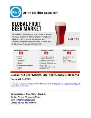 Global Fruit Beer Market Size, Share, Analysis, Industry Report and Forecast 202