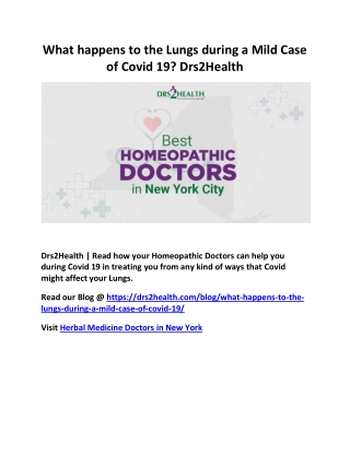 What happens to the Lungs during a Mild Case of Covid 19