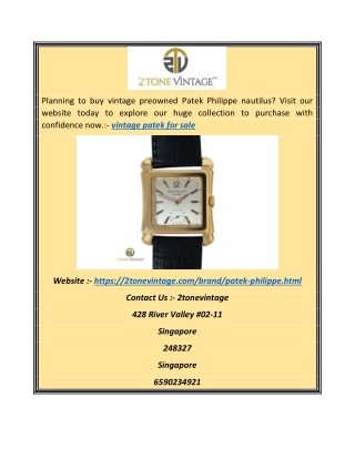 Find Vintage Patek For Sale