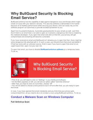 Why BullGuard Security Is Blocking Email Service?