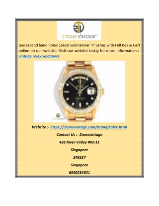 Explore Vintage Rolex Singapore