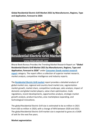 Global Residential Electric Grill Market Analysis 2021-2026