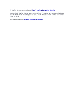 IT Staffing Companies in California | IT Staffing Companies Near Me