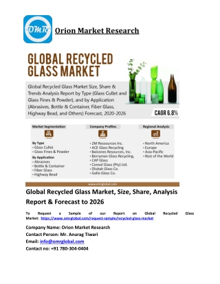 Global Recycled Glass Market Trends, Size, Competitive Analysis and Forecast 202