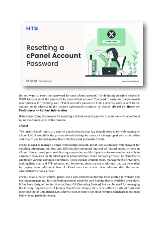 Resetting a cPanel Account Password