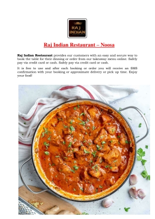 15% OFF - Indian noosaville - Raj Indian Restaurant, QLD