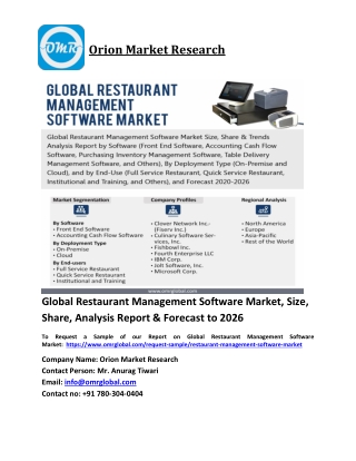 Global Restaurant Management Software Market Trends, Size, Competitive Analysis