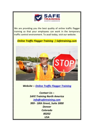 Online Traffic Flagger Training   Safetraining.com