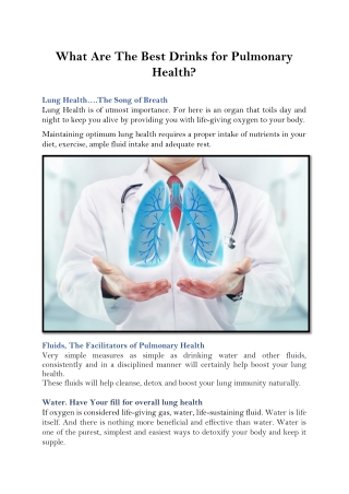 What Are The Best Drinks for Pulmonary Health