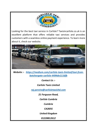 Carlisle Taxis | Taxisincarlisle.co.uk