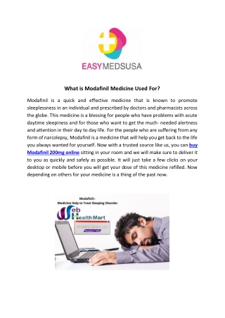 What is Modafinil Medicine Used For?