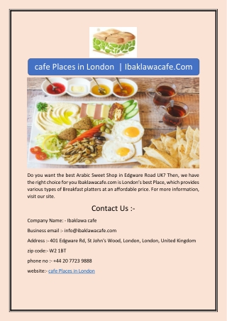 cafe Places in London  | Ibaklawacafe.Com