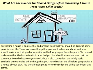 What Are The Queries You Should Clarify Before Purchasing A House