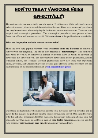 How To Treat Varicose Veins Effectively
