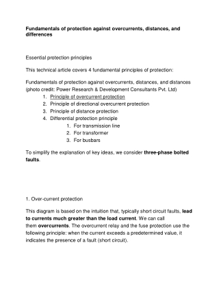 Fundamentals of protection against overcurrents, distances and differences