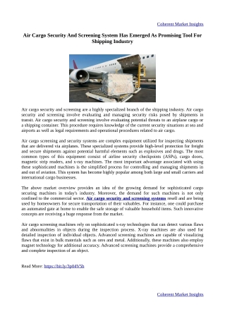 Air Cargo Security And Screening Systems Resell And Are Being Used By Homeowners