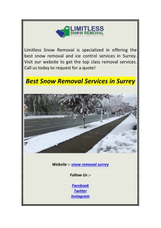 Best Snow Removal Services in Surrey