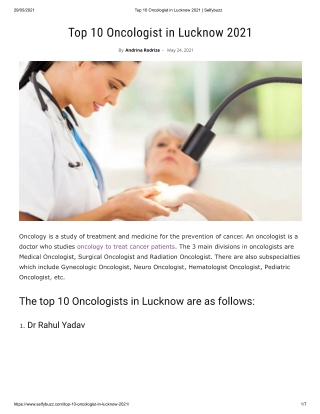 Top 10 Oncologist in Lucknow 2021