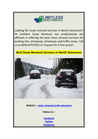 Best Snow Removal Services in North Vancouver