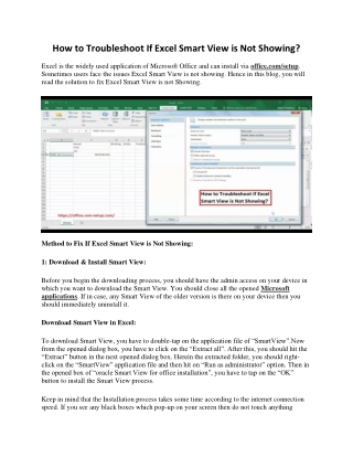 How to Troubleshoot If Excel Smart View is Not Showing?