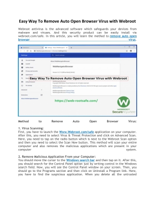 Easy Way To Remove Auto Open Browser Virus with Webroot.com/safe