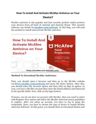 How To Install And Activate McAfee Antivirus on Your Device?