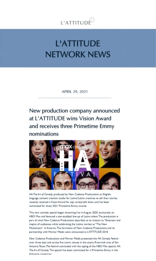 New production company announced at L’ATTITUDE wins Vision Award and receives three Primetime Emmy nominations