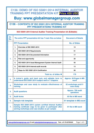 ISO 55001 Auditor Training PPT