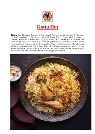 Kottu Hut - 5% off - Srilankan Restaurant Annerley, QLD