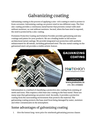 Galvanizing coating