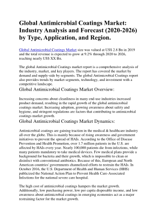 Global Antimicrobial Coatings Market