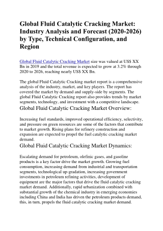 Global Fluid Catalytic Cracking Market