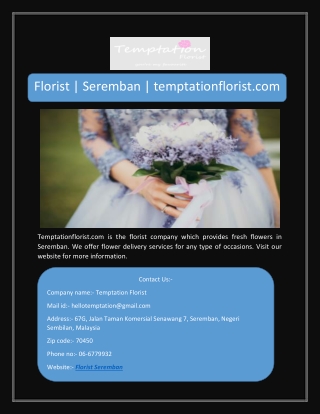 Florist | Seremban | temptationflorist.com