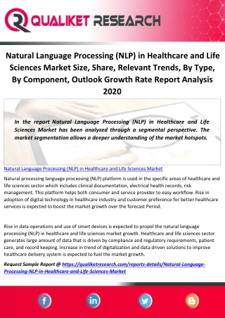 Natural Language Processing (NLP) in Healthcare and Life Sciences Market Size, Share, Relevant Trends, By Type, By Compo