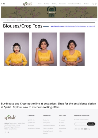 Buy Blouse & Crop Tops Online- Best Blouse Design-Sprish