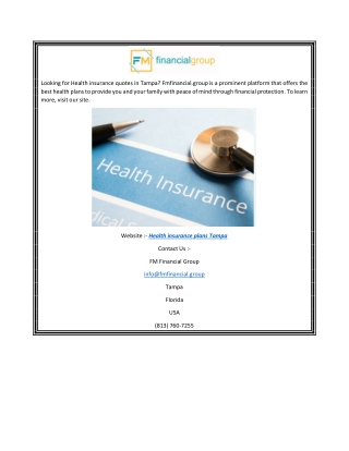 Health Insurance Plans Tampa  Fmfinancial.group