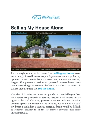 Selling My House Alone