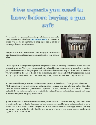 Five aspects you need to know before buying a gun safe