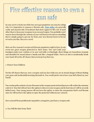 Five effective reasons to own a gun safe
