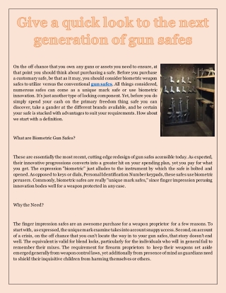 Give a quick look to the next generation of gun safes