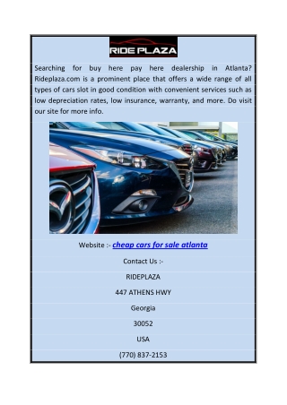 Cheap Cars for Sale Atlanta | Rideplaza.com