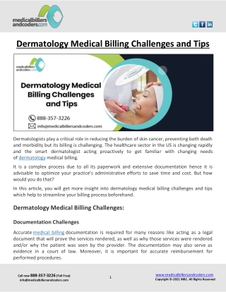 Dermatology Medical Billing Challenges and Tips