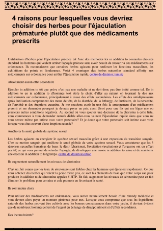 4 raisons pour lesquelles vous devriez choisir des herbes pour l'éjaculation prématurée plutôt que des médicaments presc