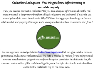 Vital things to know before investing in real estate property