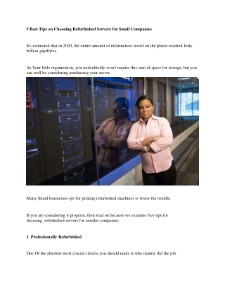 5 Tips on Choosing Refurbished Servers for Small Businesses