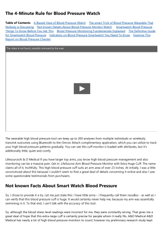 Smart Watch Blood Pressure Monitor Fundamentals Explained