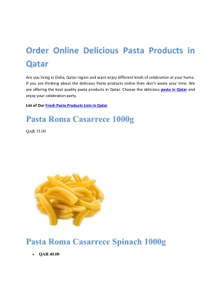 Order Pasta in Qatar
