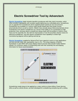 Electric Screwdriver Tool by Advanctech