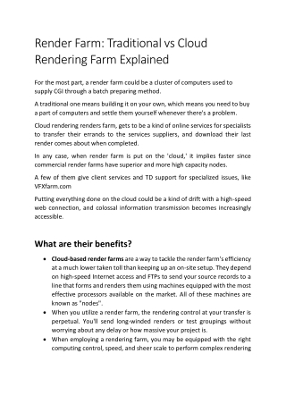 Render Farm Traditional vs Cloud Render Farm Explained